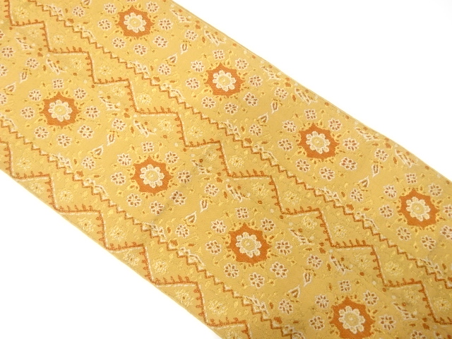 JAPANESE KIMONO / ANTIQUE FUKURO OBI / SILK / WOVEN FLOWER CREST